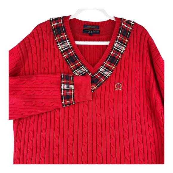 Tommy Hilfiger Other - Tommy Hilfiger Golf Chunky Cable Knit V Neck Sweater Y2K Fisherman Mens‎ Large